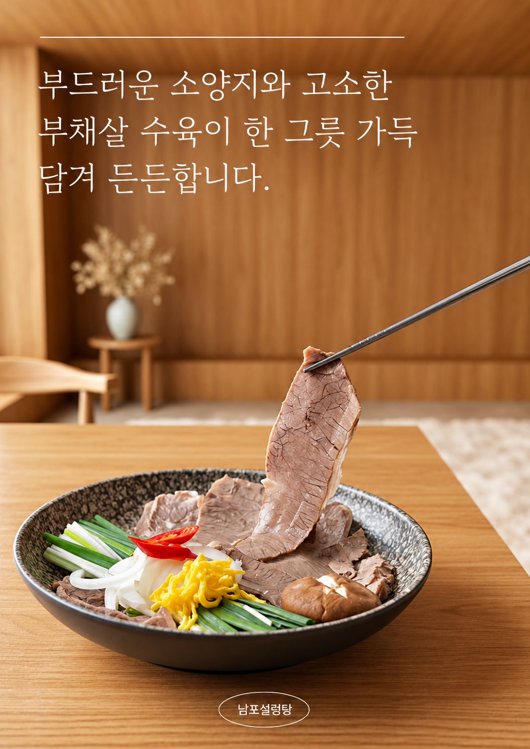 부드러운 소양지와 고소한 부채살 수육을 소개하는 남포설렁탕 이미지